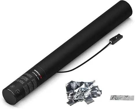 Canon à confettis électrique Magic FX 50cm - Argent Métallique Quantité Limitée
