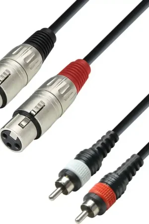 Adam Hall Cables K3 TFC 0100 - Câble audio moulé 2 x RCA mâle vers 2 Populaire