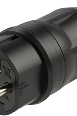 Connecteur Schuko mâle en caoutchouc PCE noir Prix Réduit