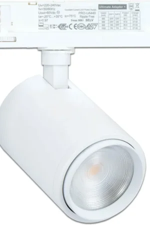 Soldes ISOLED Spot pour rail 3 allumages focalisable, 42W, 20°-70°, blanc mat, 4000K, IRC92 -B-Stock-