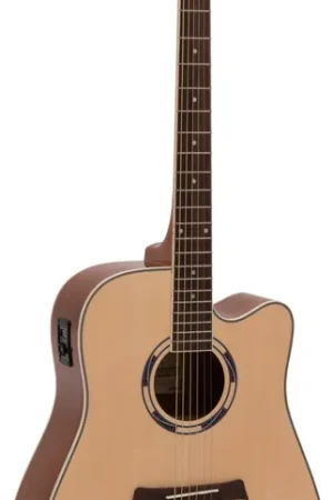Soldes DIMAVERY JK-500 Guitare western, Cutaway, nature