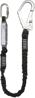 Authentique Riggatec Lanyard with energy absorber, scaffold hook, carabiner, 2m