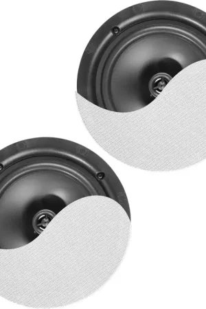 Petit Prix Power Dynamics NCBT6 Ensemble de haut-parleurs de plafond amplifiés à profil bas BT 6,5" blanc