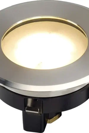 Dernier Modèle SLV DASAR® FLAT 80, encastré de sol extérieur, inox brossé, LED, 4,3W, 3000K, IP67, collerette