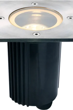 Solde SLV DASAR® 80, encastré de sol extérieur, carré, inox, GU10/QPAR51, 35W max, IP67, collerette