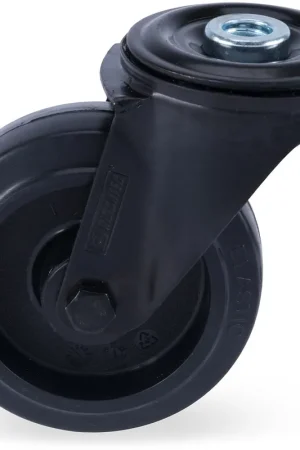 Riggatec Roulette pivotante avec platine ronde 100 mm ROUES NOIRES Promotion