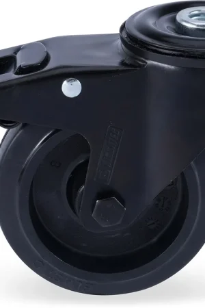 Riggatec Roulette pivotante avec frein et platine ronde 100 mm ROUES NOIRES Jusqu’à Épuisement Des Stocks