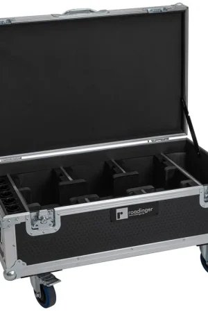 Acheter Direct ROADINGER Flightcase 6x AKKU UP-4 QCL Spot QuickDMX MK2 avec fonction de charge et roulettes