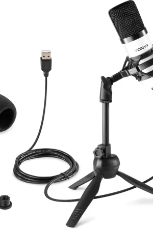Vonyx CM300W Microphone de studio USB Blanc Solde