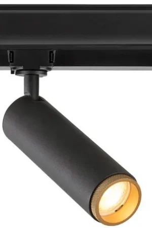 Offre Limitée SLV GRIP! M, spot triphasé, cylindrique, 3000 K, 20 W, DALI, Touch, 42°, noir / doré