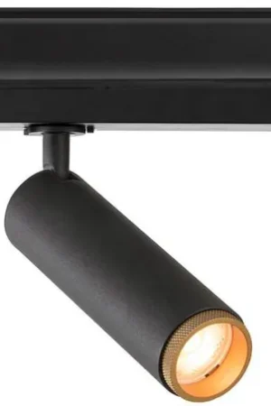 Dernier Modèle SLV GRIP! M, spot triphasé, cylindrique, 2700 K, 20 W, PHASE, 42°, noir / doré