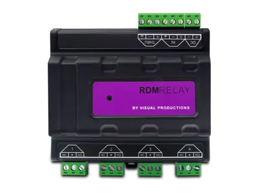 Prix Promo VISUAL PRODUCTIONS &bull; RdmRelay 4 relais DMX RDM sur rail DIN