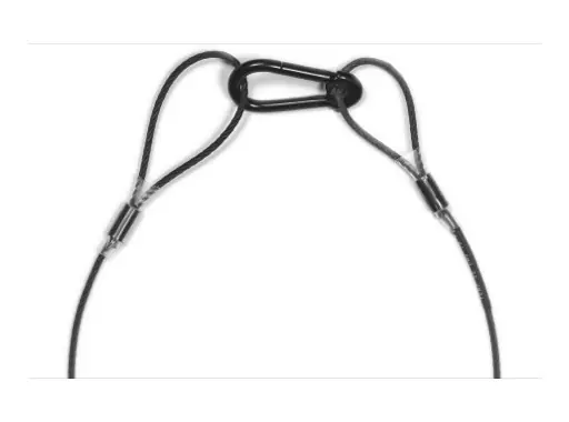 ÉLINGUE DE SÉCURITÉ • Acier Noir Ø 2mm 1 mousqueton L 30 cm CMU 40kg Marque