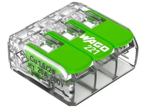 WAGO Green • Paquet de 50 bornes de connexion sans outils 3 X 0,08 à 4mm2 souple Promotion