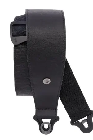 Authentique D'addario Auto Lock Cuir Guitar Strap Black Largeur 7,6 cm