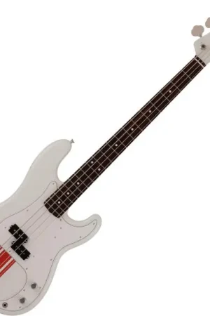 Acheter En Ligne Fender Made in Japan Traditional 60s Precision Bass - olympic white w/ red competition stripe