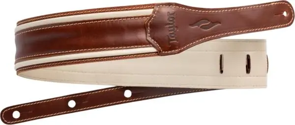 Authentique Taylor 2.5-inc. Element Leather Guitar Strap 4113-25 - Brown/Cream