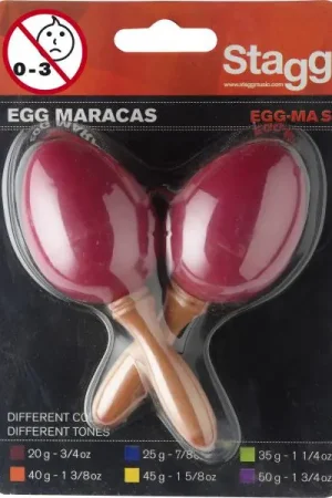 Stagg EGG-MA S/RD Paire De Maracas Oeufs En Plastique Rouge Haute Qualité